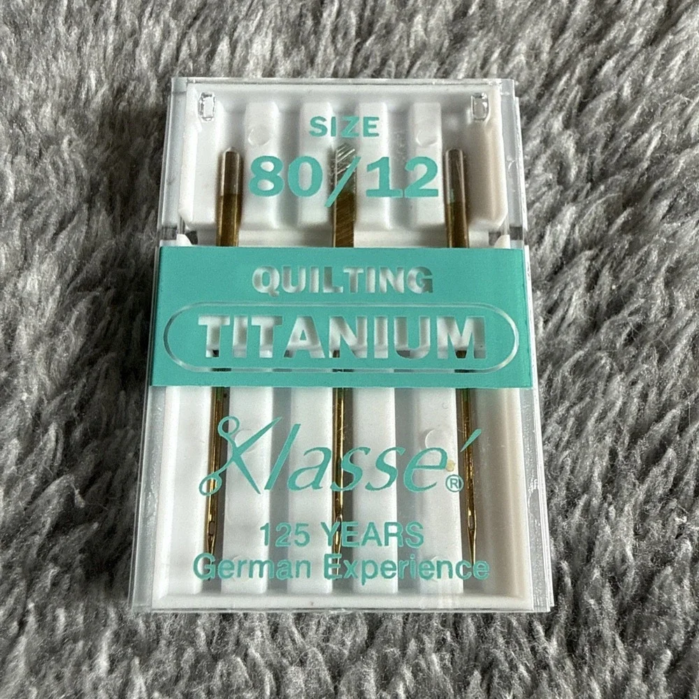 Klasse Sewing Machine Needles, QUILTING TITANIUM Size 80/12 Jeans Demim‎ 3 Pk